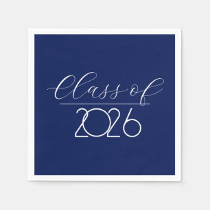 Serviette En Papier Graduation 2026 Marine bleu et blanc