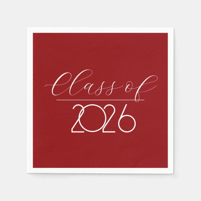 Serviette En Papier Graduation 2026 Rouge et blanc (Devant)