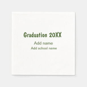 Serviette En Papier Graduation 20XX ajouter nom année école vert moder
