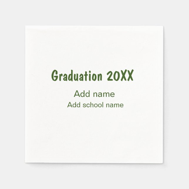 Serviette En Papier Graduation 20XX ajouter nom année école vert moder (Devant)