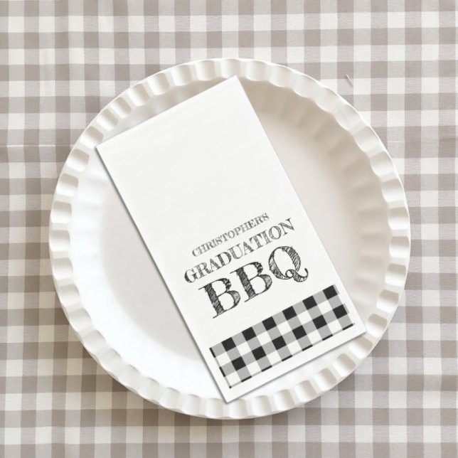 Serviette En Papier Graduation BBQ Gingham (Créateur téléchargé)