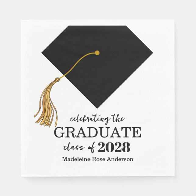 Serviette En Papier Graduation Black Cap And Tassel Photo Open House  (Devant)