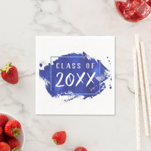 Serviette En Papier Graduation bleue   Paint Splatter Brushstroke Part
