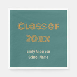 Serviette En Papier Graduation Blue-Green Orange Grad and School Name