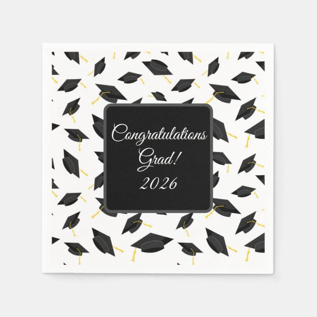 Serviette En Papier Graduation Cap Napkins (Devant)