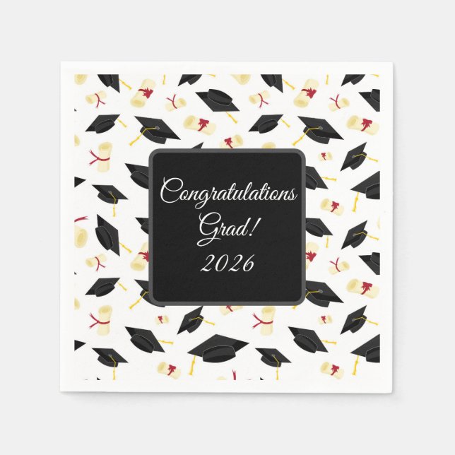 Serviette En Papier Graduation Cap Napkins (Devant)
