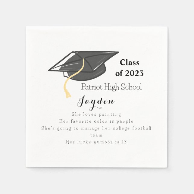 Serviette En Papier Graduation Classe de faits amusants Casquette grad (Devant)