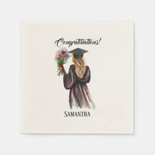 Serviette En Papier Graduation d'aquarelle personnalisée (14)