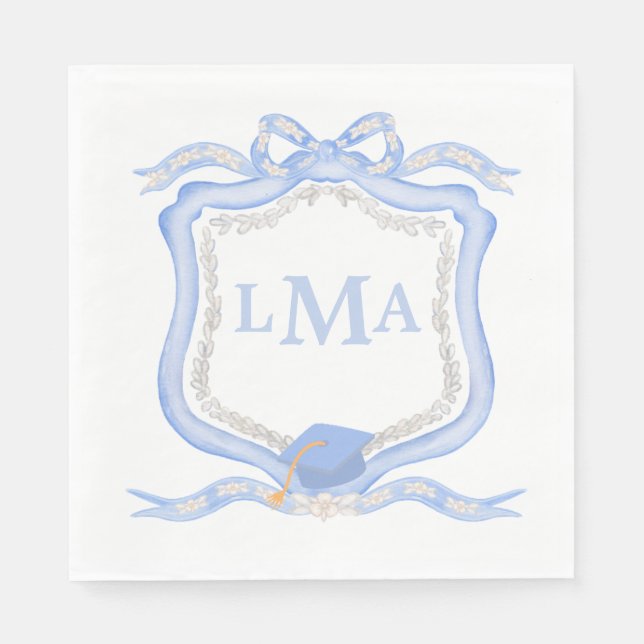Serviette En Papier Graduation du monogramme de Preppy Wedgewood (Devant)