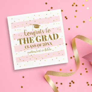 Serviette En Papier Graduation Fêtes Grad Gold Parties scintillant Str