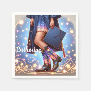 Serviette En Papier Graduation Girl with Cowboy Boots Custom