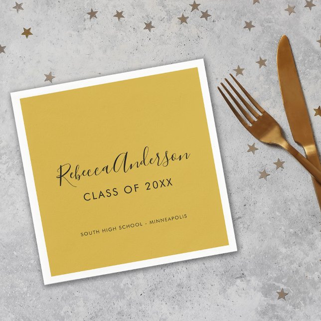 Serviette En Papier Graduation Gold Calligraphie Classe de 2023 (Créateur téléchargé)