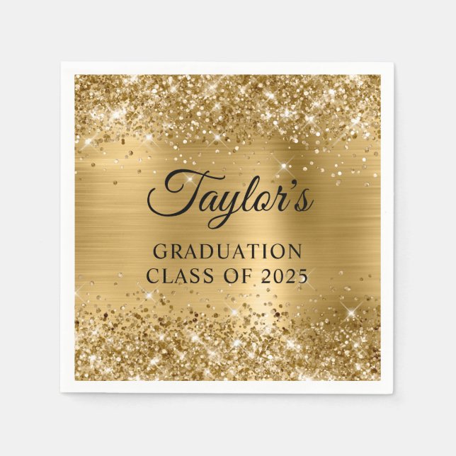Serviette En Papier Graduation Gold Foil Glittery (Devant)