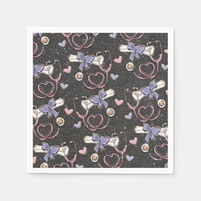 Serviette En Papier Graduation Médicale stéthoscope (Devant)