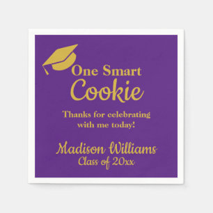 Serviette En Papier Graduation One Smart Cookie Party Purple & Gold