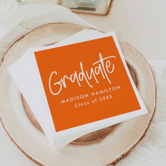 Serviette En Papier Graduation Orange de script Preppy (Créateur téléchargé)