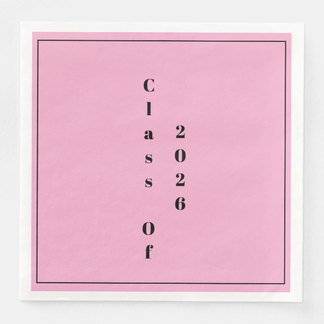 Serviette En Papier Graduation Party Class Of 2026  Pink Black (Devant)