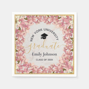 Serviette En Papier Graduation Party Floral Girly rose Orchids Or