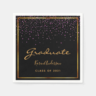 Serviette En Papier Graduation party or noir violet
