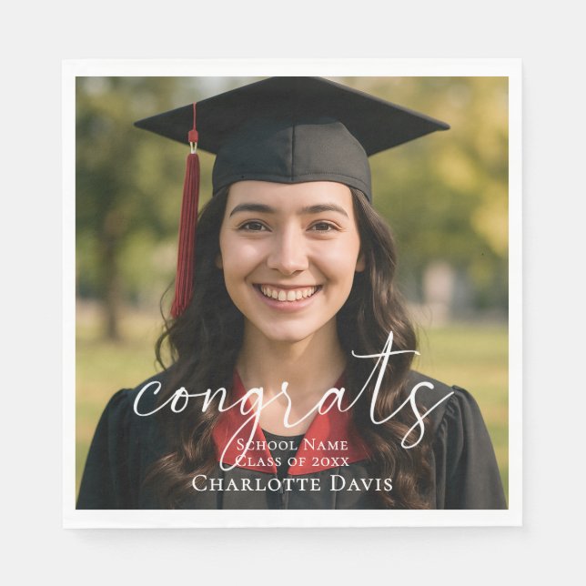 Serviette En Papier Graduation party photo script congrats luncheon (Devant)