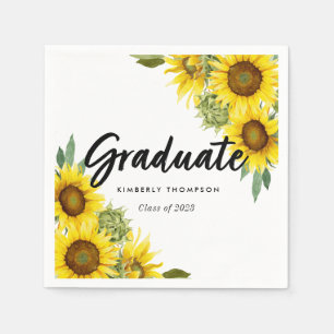 Serviette En Papier Graduation Party Script Celebration Sunflower Chic