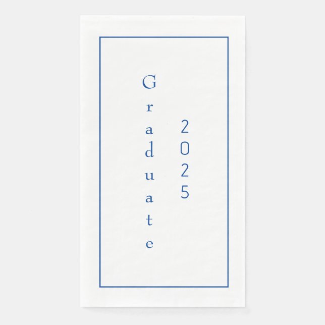 Serviette En Papier Graduation Party Student Graduate 2025 Texte bleu (Devant)