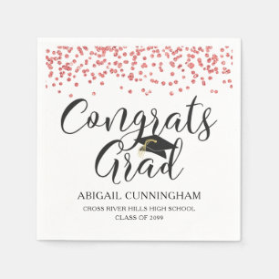 Serviette En Papier Graduation Red Confetti Script CONGRATS GRAD