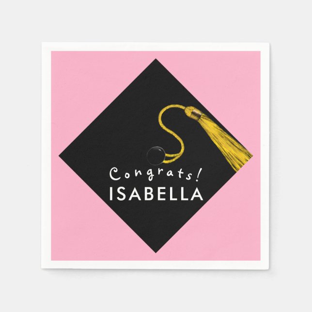 Serviette En Papier Graduation rose (Devant)