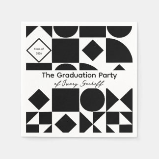 Serviette En Papier Graduation Simplistic Geometry Black and White