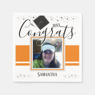 Serviette En Papier Graduations Grats Nom GRAD et Orange photo