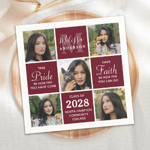 Serviette En Papier Gradué 5 Photo Collage Bourgogne Diplôme