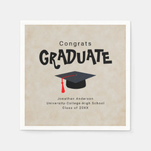 Serviette En Papier "Gradué diplômé" Nom personnalisé Graduation