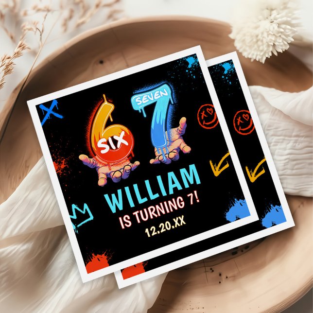 Serviette En Papier Graffiti 6 7 Meme Trend Six Seven Birthday Party (Créateur téléchargé)