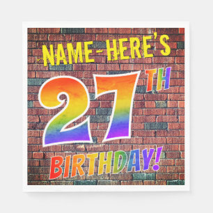 Serviette En Papier Graffiti arc-en-ciel Look 27E ANNIVERSAIRE! + Nom