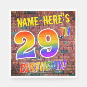 Serviette En Papier Graffiti arc-en-ciel Look 29E ANNIVERSAIRE! + Nom