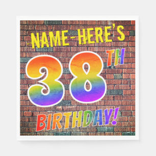 Serviette En Papier Graffiti arc-en-ciel Look 38E ANNIVERSAIRE! + Nom 