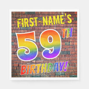 Serviette En Papier Graffiti arc-en-ciel Look 59E ANNIVERSAIRE! + Nom 