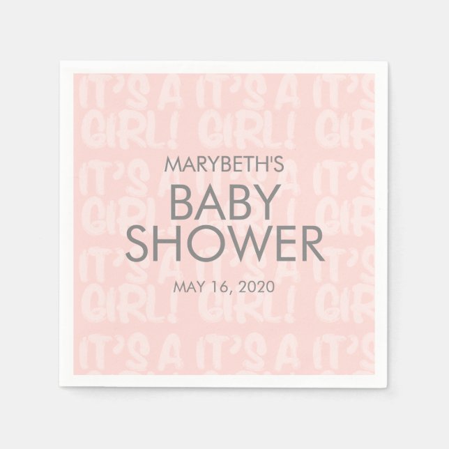 Serviette En Papier Graffiti Baby shower rose papier Napkin (Devant)