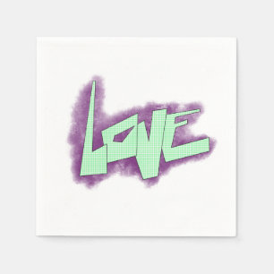 Serviette En Papier graffiti d'amour violet vert menthe typographie po