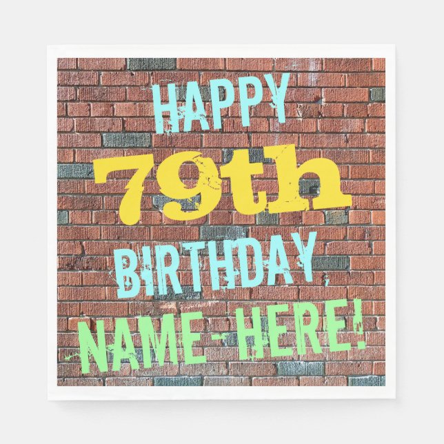 Serviette En Papier Graffiti muraux de briques inspiré 79e anniversair (Devant)