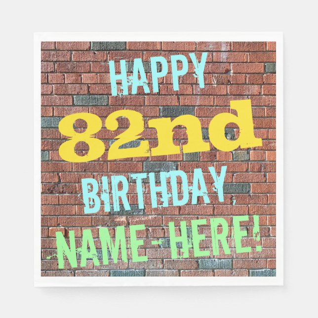 Serviette En Papier Graffiti muraux en briques inspiré 82e anniversair (Devant)