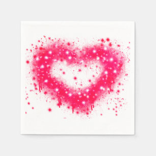 Serviette En Papier Graffiti peinture rose brillant design coeur
