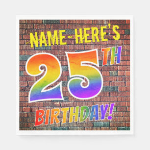 Serviette En Papier Graffiti Rainbow Look 25E ANNIVERSAIRE! + Nom pers
