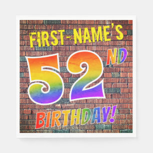 Serviette En Papier Graffiti Rainbow Look 52E ANNIVERSAIRE! + Nom pers
