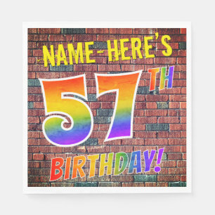 Serviette En Papier Graffiti Rainbow Look 57E ANNIVERSAIRE! + Nom pers
