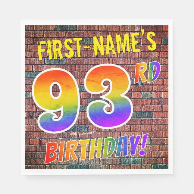 Serviette En Papier Graffiti Rainbow Look 93E ANNIVERSAIRE! + Nom pers (Devant)