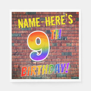 Serviette En Papier Graffiti Rainbow Look 9E ANNIVERSAIRE! + Nom perso