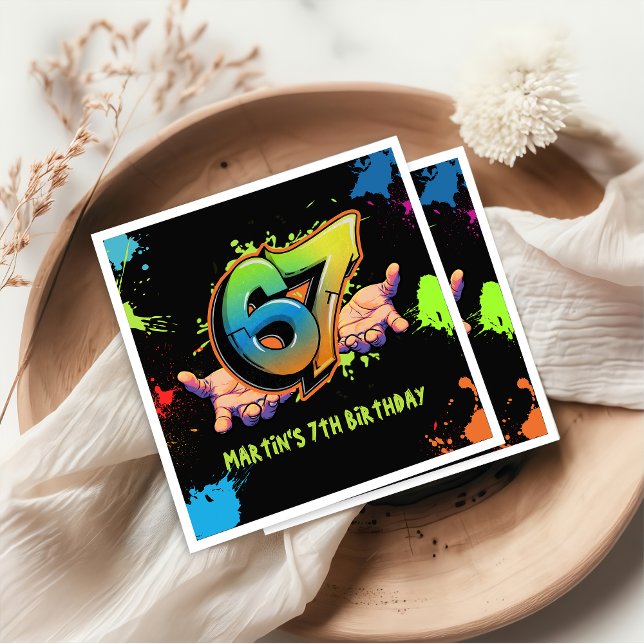 Serviette En Papier Graffiti Six Seven Kids Birthday Napkins (Créateur téléchargé)