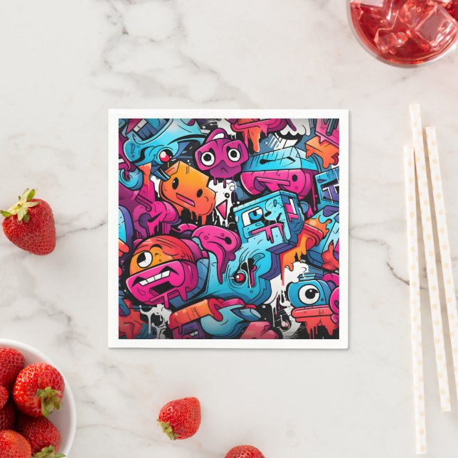 Serviette En Papier Graffiti Street Art Splash (En situation)