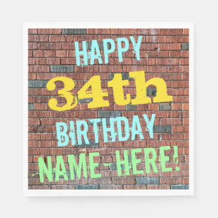 Serviette En Papier Graffiti sur mur de briques pour 34e anniversaire